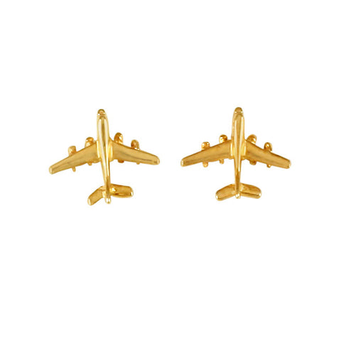 00789 - Jet Airplane Stud Earrings - 9/16"