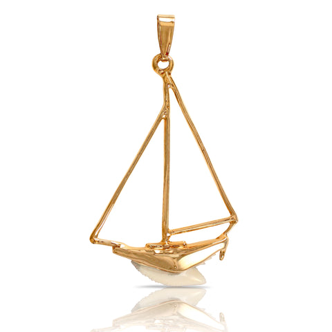 10219 - Outlined Ship with Shark Tooth Pendant