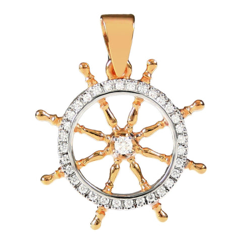 10400d - Ship's Wheel with Diamonds - Lone Palm Jewelry