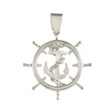 10412 - 1 1/2" Ship's Wheel with Fouled Anchor - Lone Palm Jewelry