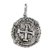 Atocha Silver 1 3/8" Spanish Replica Coin Pendant in Twisted Rope Frame - Item #10935P