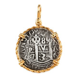 Atocha Silver 1 3/8" Spanish Replica Coin Pendant in Twisted Rope Frame - Item #10935P