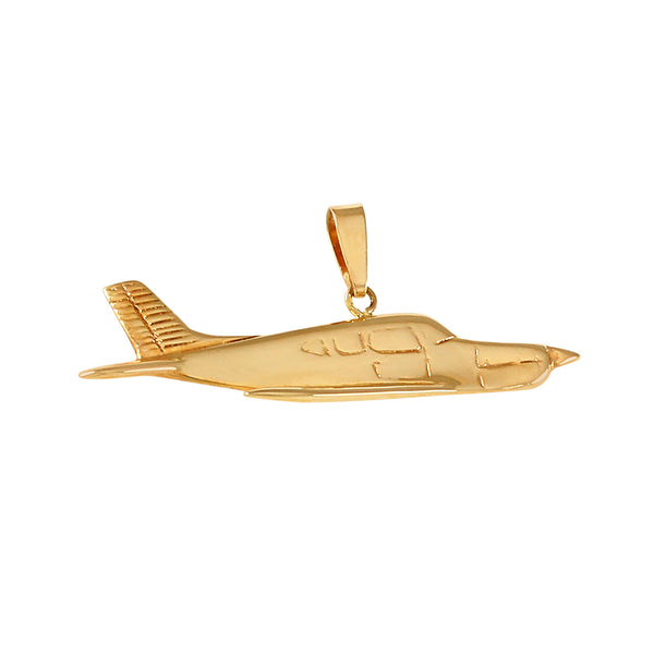 Airplane Pendant - 14K Gold Heart Airplane Pendant Piper Style