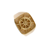 12319 - Large Stamped Ship's Wheel Ring - Lone Palm Jewelry