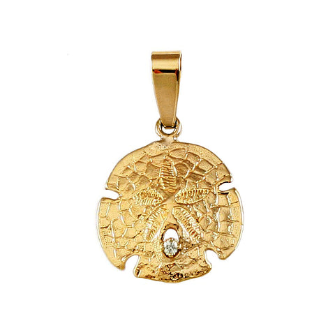 3/4" Sand Dollar Pendant with Diamond - Lone Palm Jewelry