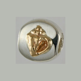 13612a - 14k Conch & Sterling Lozenge Bead