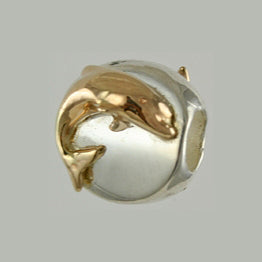 13613a - 14k Dolphin & Sterling Lozenge Bead