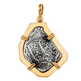 Atocha Silver 1 1/2" Replica Spanish Coin with Smooth Bezel Frame & Shackle Bail - Item #14007