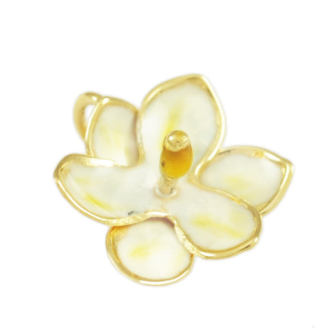 Enameled Magnolia Flower Bloom - 1/2" - Lone Palm Jewelry