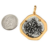 Atocha Silver 1 5/8" Replica Coin Pendant with Smooth Wide Bezel Frame & Shackle Bail - Item #14904