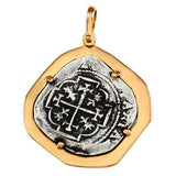 Atocha Silver 1 5/8" Replica Coin Pendant with Smooth Wide Bezel Frame & Shackle Bail - Item #14904