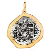 Atocha Silver 1 5/8" Replica Coin Pendant with Smooth Wide Bezel Frame & Shackle Bail - Item #14904