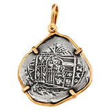 Atocha Silver 1 3/8" Replica Coin Pendant with Smooth Bezel Frame & Shackle Bail - Item #14906