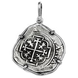 Atocha Silver 1 3/8" Replica Coin Pendant with Smooth Bezel Frame & Shackle Bail - Item #14906