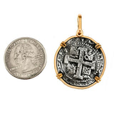 Atocha Silver 1 1/4" Spanish Replica Coin Pendant with Shackle Bail - Item #15188
