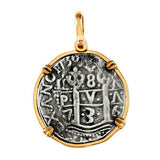 Atocha Silver 1 1/4" Spanish Replica Coin Pendant with Shackle Bail - Item #15188