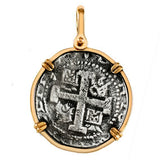 Atocha Silver 1 1/4" Spanish Replica Coin Pendant with Shackle Bail - Item #15188