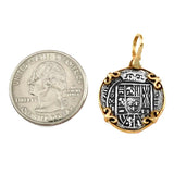 Atocha Silver 7/8" Replica Coin Pendant with Fancy Prong Setting - Item #15453