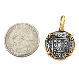 Atocha Silver 7/8" Replica Coin Pendant with Fancy Prong Setting - Item #15453