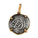 Atocha Silver 7/8" Replica Coin Pendant with Smooth Ball Prong Setting - Item #15455