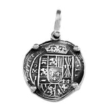Atocha Silver 7/8" Replica Coin Pendant with Smooth Ball Prong Setting - Item #15455