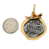 Atocha Silver 1 5/8" Replica Coin with Ferocious Shark Bezel & Shackle Bail - Item #15504