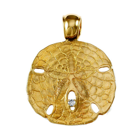 1 5/8" Sand Dollar Pendant with Diamond - Lone Palm Jewelry