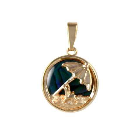 Beach Umbrella & Chair Sea Opal Pendant (Needs Pricing) - Lone Palm Jewelry