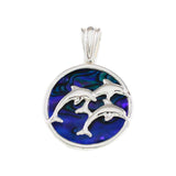 Trio of Dolphins Sea Opal Pendant - Lone Palm Jewelry