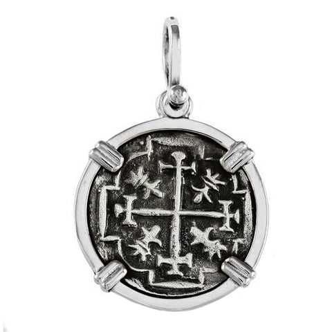 Atocha Silver 7/8" Replica Coin Pendant with Shackle Bail - Item #15954P
