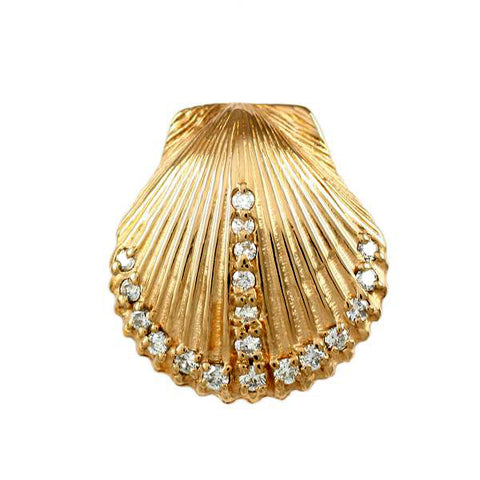 18163 - 7/8" Scallop with Diamonds - Lone Palm Jewelry
