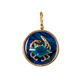 Enameled Blue Crab Sea Opal Pendant (Needs Pricing) - Lone Palm Jewelry