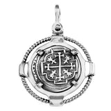 Atocha Silver 1 1/2" Replica Spanish Coin Pendant in 2 Part Setting - Item #18206