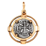 Atocha Silver 1 1/2" Replica Spanish Coin Pendant in 2 Part Setting - Item #18206