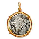 Atocha Silver 1 3/4" Replica Coin Pendant with Smooth & Twist Bezel - Item #18212