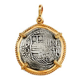 Atocha Silver 1 3/4" Replica Coin Pendant with Smooth & Twist Bezel - Item #18212
