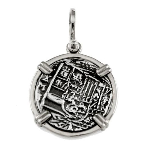 Shipwreck Atocha Silver 1" Replica Coin Pendant with Shackle Bail - Item #18215