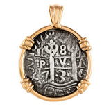 Atocha Silver 1 1/4" Replica Spanish Coin with Fixed Bail - Item #18249