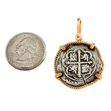 Atocha Silver 1 1/4" Replica Spanish Coin with in Twisted Frame & Shackle Bail - Item #18281