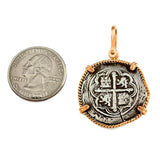 Atocha Silver 1 1/4" Replica Spanish Coin with in Twisted Frame & Shackle Bail - Item #18281
