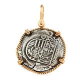 Atocha Silver 1 1/4" Replica Spanish Coin with in Twisted Frame & Shackle Bail - Item #18281