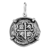 Atocha Silver 1 1/4" Replica Spanish Coin with in Twisted Frame & Shackle Bail - Item #18281