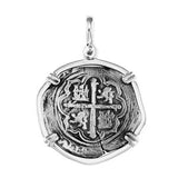 Atocha Silver 1 1/4" Spanish Replica Coin Pendant with Shackle Bail - Item #18282