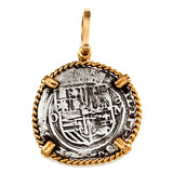 Shipwreck Atocha Silver 1" Replica Reales Pendant with Twisted Frame & Shackle Bail - Item #18283
