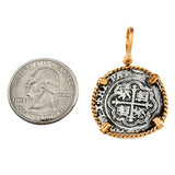 Shipwreck Atocha Silver 1" Replica Reales Pendant with Twisted Frame & Shackle Bail - Item #18283