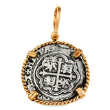 Shipwreck Atocha Silver 1" Replica Reales Pendant with Twisted Frame & Shackle Bail - Item #18283