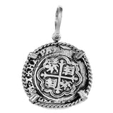 Shipwreck Atocha Silver 1" Replica Reales Pendant with Twisted Frame & Shackle Bail - Item #18283