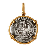 Shipwreck Atocha Silver 1" Replica Coin Pendant with Smooth Frame & Shackle Bail - Item #18284
