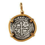 Shipwreck Atocha Silver 1" Replica Coin Pendant with Smooth Frame & Shackle Bail - Item #18284