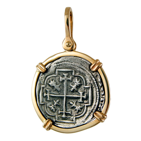 Shipwreck Atocha Silver 1" Replica Coin Pendant with Shackle Bail - Item #18285